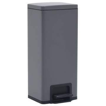 30L Grey Stainless Steel Pedal Dustbin - Anti-fingerprint