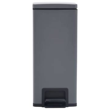 30L Grey Stainless Steel Pedal Dustbin - Anti-fingerprint