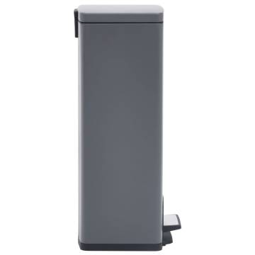 30L Grey Stainless Steel Pedal Dustbin - Anti-fingerprint