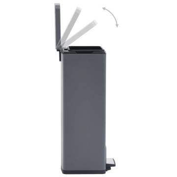 30L Grey Stainless Steel Pedal Dustbin - Anti-fingerprint