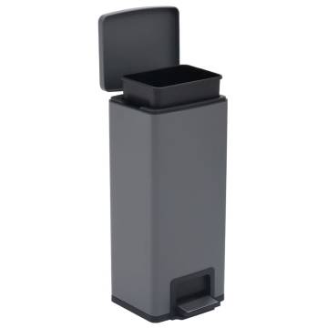 30L Grey Stainless Steel Pedal Dustbin - Anti-fingerprint