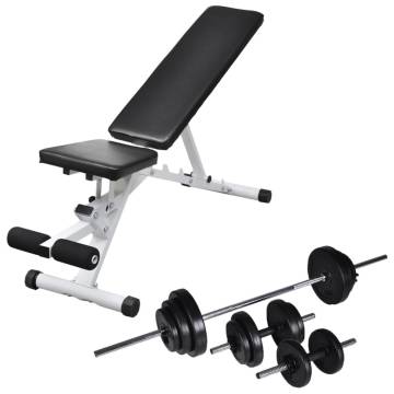 Workout Bench with Barbell & Dumbbell Set - 30.5 kg