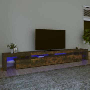 Stylish TV Cabinet with LED Lights in Smoked Oak - 290x36.5x40 cm