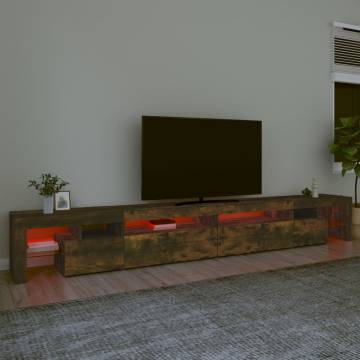 Stylish TV Cabinet with LED Lights in Smoked Oak - 290x36.5x40 cm