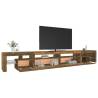 Stylish TV Cabinet with LED Lights in Smoked Oak - 290x36.5x40 cm