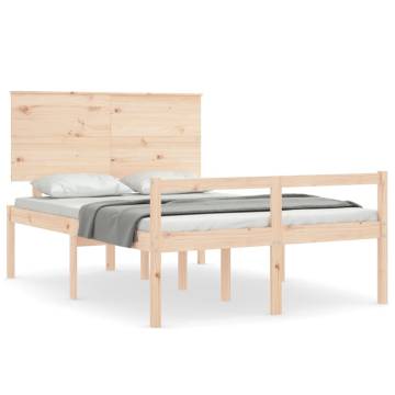 Solid Wood Small Double Bed Frame with Headboard | Hipo Market