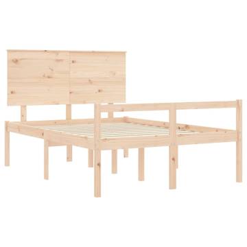 Solid Wood Small Double Bed Frame with Headboard | Hipo Market