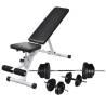 Workout Bench with Barbell & Dumbbell Set - 60.5 kg