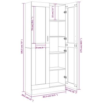 Vitrine Cabinet Smoked Oak 82.5x30.5 cm - Stylish Storage