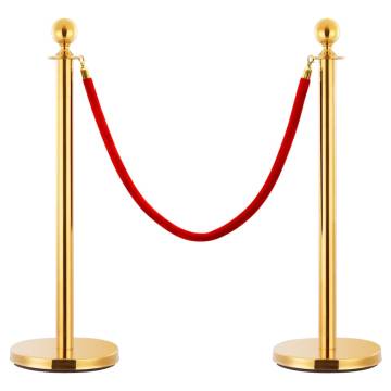 3 Piece VIP Queue Barrier Set - Stainless Steel Gold | HipoMarket