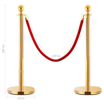 3 Piece VIP Queue Barrier Set - Stainless Steel Gold | HipoMarket