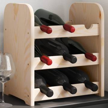 Wooden Wine Rack - Solid Pine Storage for 9 Bottles