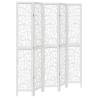 Elegant 5 Panel White Room Divider - Solid Wood Paulownia