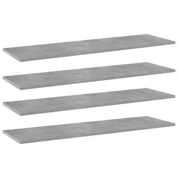 Bookshelf Boards 4 pcs Concrete Grey - Storage Solution