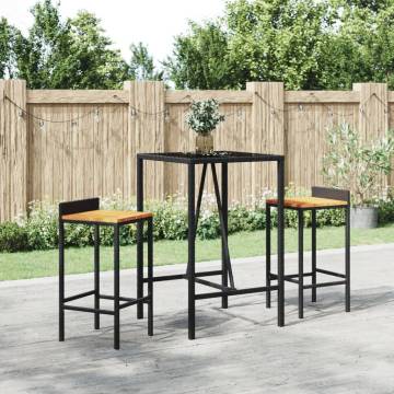 Stylish Black Bar Table with Glass Top | 70x70x110 cm