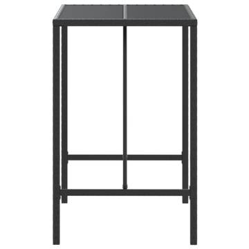 Stylish Black Bar Table with Glass Top | 70x70x110 cm