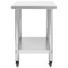 Stainless Steel Kitchen Work Table with Wheels - 100x60x85 cm