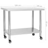 Stainless Steel Kitchen Work Table with Wheels - 100x60x85 cm