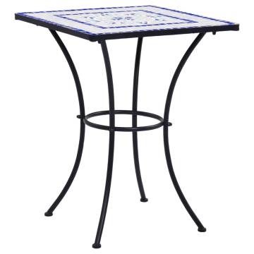 Mosaic Bistro Table Blue & White - 60 cm Ceramic | HipoMarket