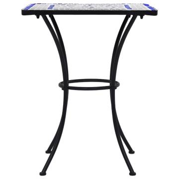 Mosaic Bistro Table Blue & White - 60 cm Ceramic | HipoMarket