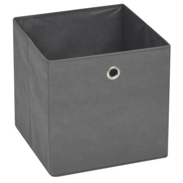 Storage Boxes (4 pcs) - Non-woven Fabric, Grey - 32x32x32 cm