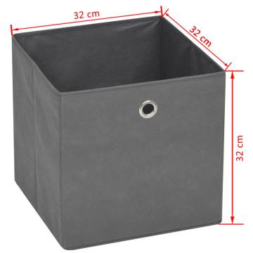 Storage Boxes (4 pcs) - Non-woven Fabric, Grey - 32x32x32 cm