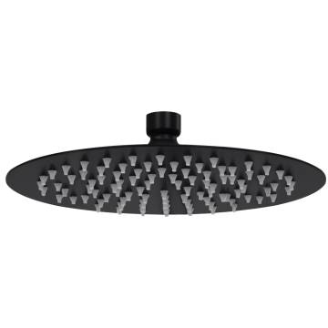 Rain Shower Head - 20cm Round Black Stainless Steel