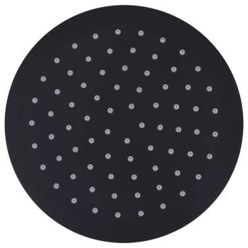 Rain Shower Head - 20cm Round Black Stainless Steel