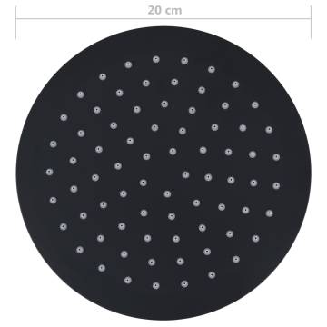 Rain Shower Head - 20cm Round Black Stainless Steel