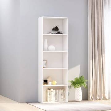 5-Tier Book Cabinet White - Modern Storage Solution | Hipo Market