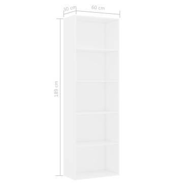 5-Tier Book Cabinet White - Modern Storage Solution | Hipo Market