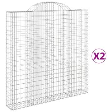 Arched Gabion Baskets - 2 pcs Galvanised Iron (200x30x200 cm)