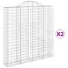 Arched Gabion Baskets - 2 pcs Galvanised Iron (200x30x200 cm)