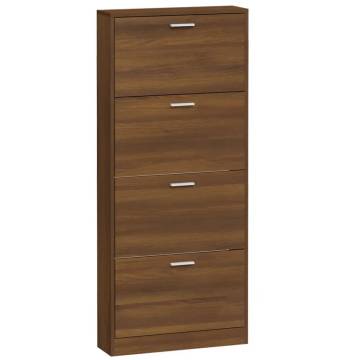 Brown Oak Shoe Cabinet - Stylish Storage Solution | HipoMarket