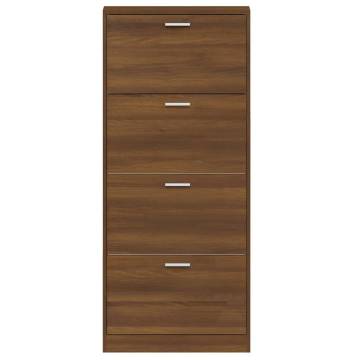 Brown Oak Shoe Cabinet - Stylish Storage Solution | HipoMarket