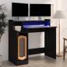 Desk with LED Lights Black 97x45x90 cm Engineered Wood Colour black 