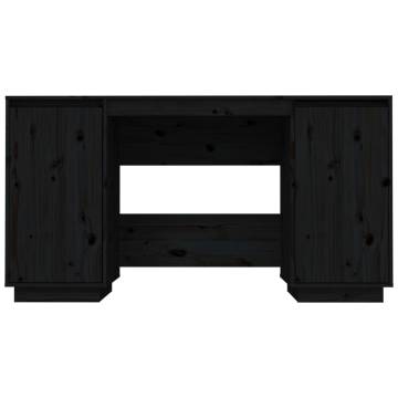 Desk Black 140x50x75 cm - Solid Pine for Home & Office