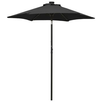 Parasol with LED Lights Black - 200x211 cm Aluminium