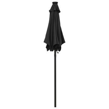 Parasol with LED Lights Black - 200x211 cm Aluminium