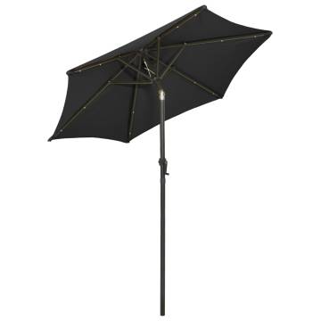 Parasol with LED Lights Black - 200x211 cm Aluminium