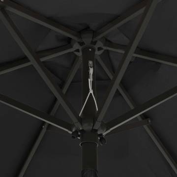 Parasol with LED Lights Black - 200x211 cm Aluminium