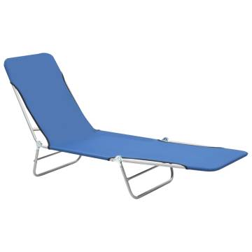 Folding Sun Loungers Set - 2 Pcs Blue Steel & Fabric Comfort