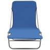 Folding Sun Loungers Set - 2 Pcs Blue Steel & Fabric Comfort