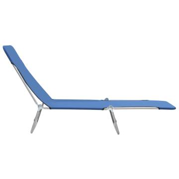 Folding Sun Loungers Set - 2 Pcs Blue Steel & Fabric Comfort