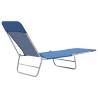 Folding Sun Loungers Set - 2 Pcs Blue Steel & Fabric Comfort