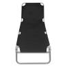 Folding Sun Lounger - Powder-coated Steel Black | HipoMarket