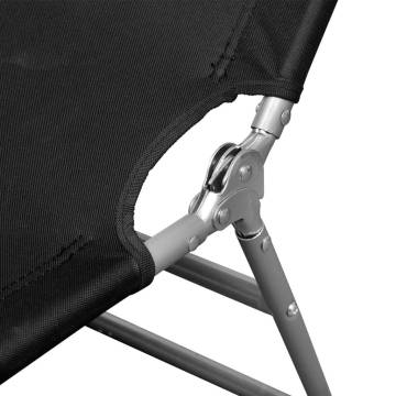 Folding Sun Lounger - Powder-coated Steel Black | HipoMarket