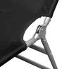 Folding Sun Lounger - Powder-coated Steel Black | HipoMarket