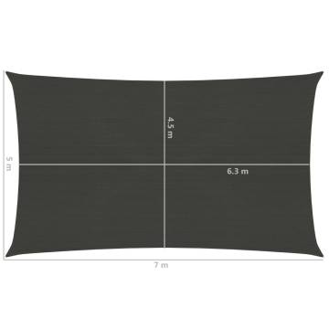 Sunshade Sail 5x7m Anthracite - UV Protection & Easy Setup