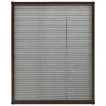 Plisse Insect Screen for Windows - Aluminium Brown 60x80 cm